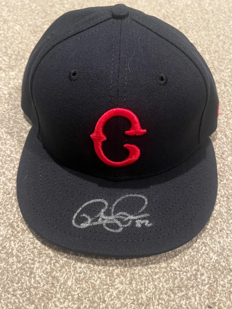 2017 GAME USED ? ISSUED HAT CLEVELAND INDIANS TBTC NEGRO LEAGUE RICKY PACINO #82