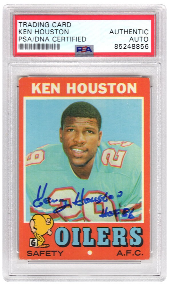 Ken Houston Signed Oilers 1971 Topps Rookie Trading Card #113 - (PSA Slabbed)