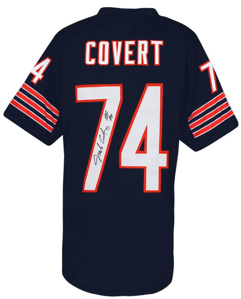 Jim Covert Signed Navy Throwback Custom Football Jersey w/HOF20 -(SCHWARTZ COA)