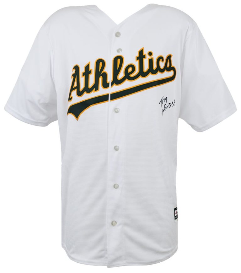 Tony LaRussa Signed Oakland A's White Majestic Replica Baseball Jersey -(SS COA)
