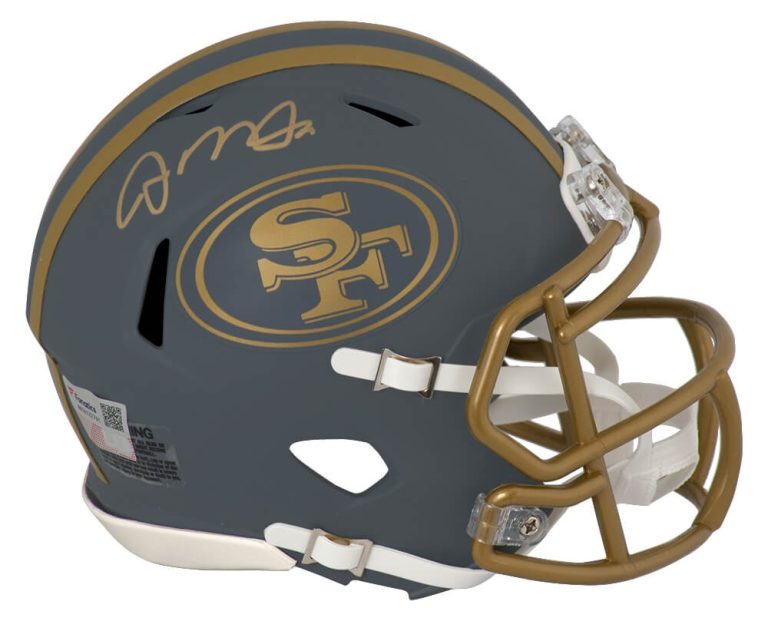Joe Montana Signed 49ers SLATE Riddell Speed Mini Helmet -  (FANATICS COA)