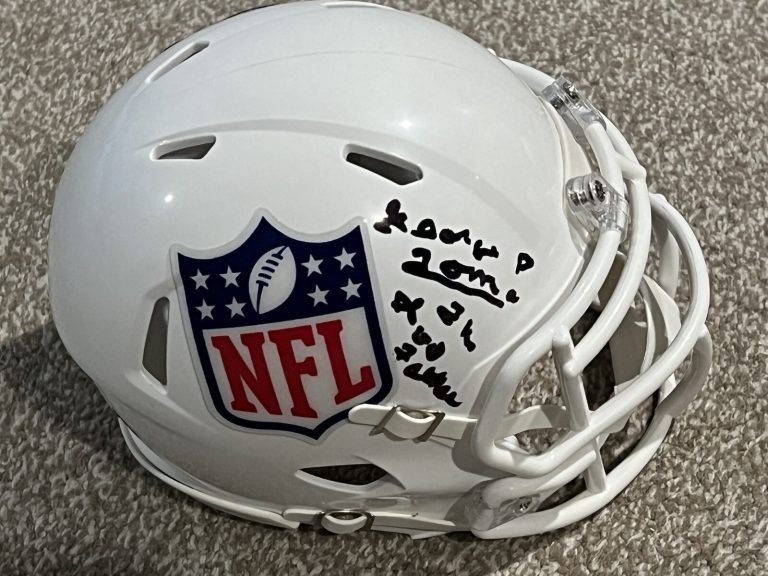 GEORGE P TOMA SIGNED FOOTBALL MINI HELMET KANSAS CITY CHIEFS NFL SHIELD JSA COA