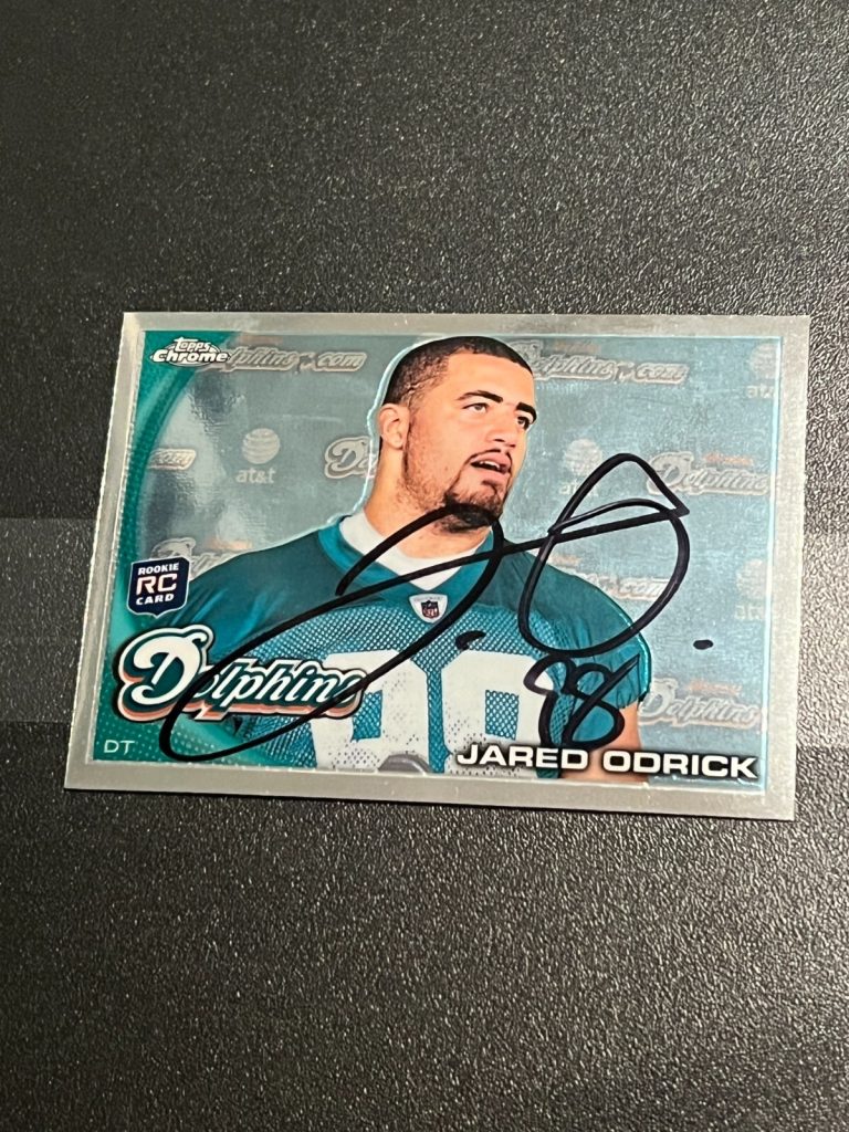 SIGNED FOOTBALL CARD TOPPS CHROME 2010 JARED ODRICK PENN STATE MIAMI DOLPHINS
