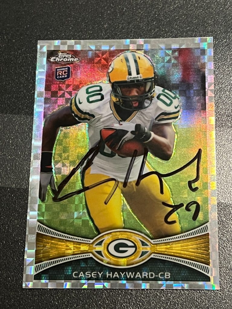 SIGNED FOOTBALL CARD TOPPS CHROME 2012 CASEY HAYWARD PACKERS REFRACTOR #67 RC