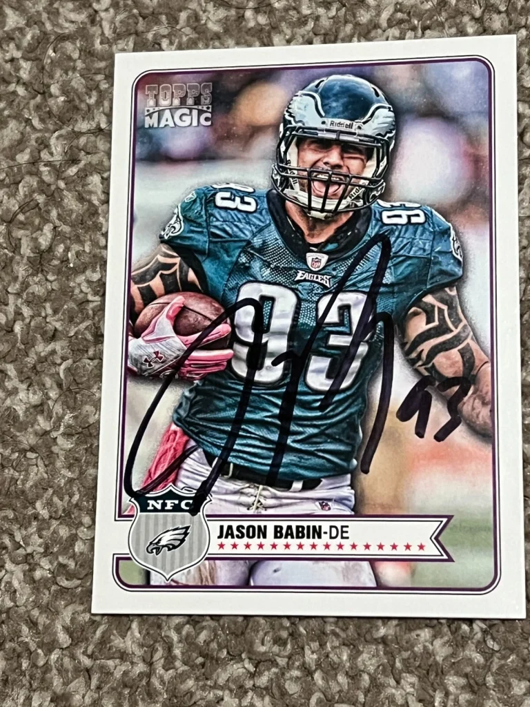 SIGNED FOOTBALL CARD 2012 TOPPS MAGIC PHILADELPHIA EAGLES JASON BABIN #71