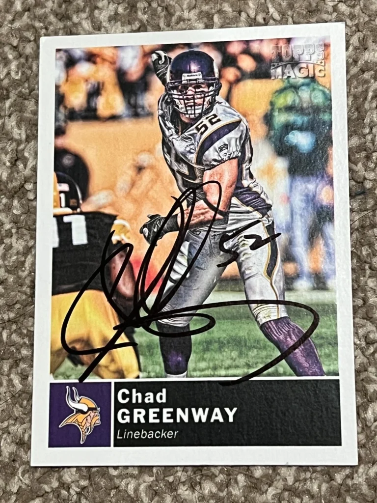 SIGNED FOOTBALL CARD 2010 TOPPS MAGIC MINNESOTA VIKINGS CHAD GREENWAY #204