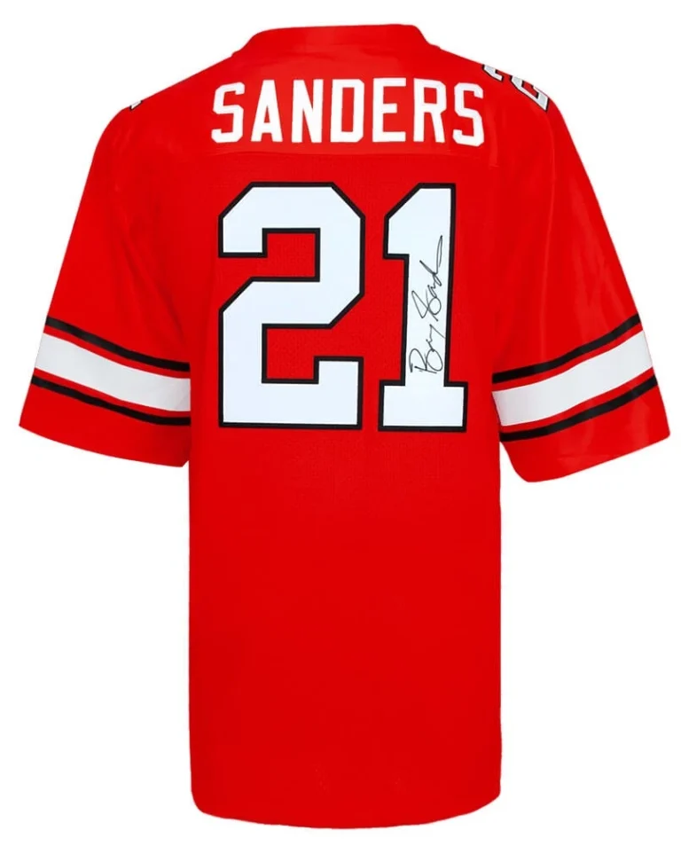 Barry Sanders Signed Oklahoma State Orange Retro Brand Football Jersey -(SS COA)