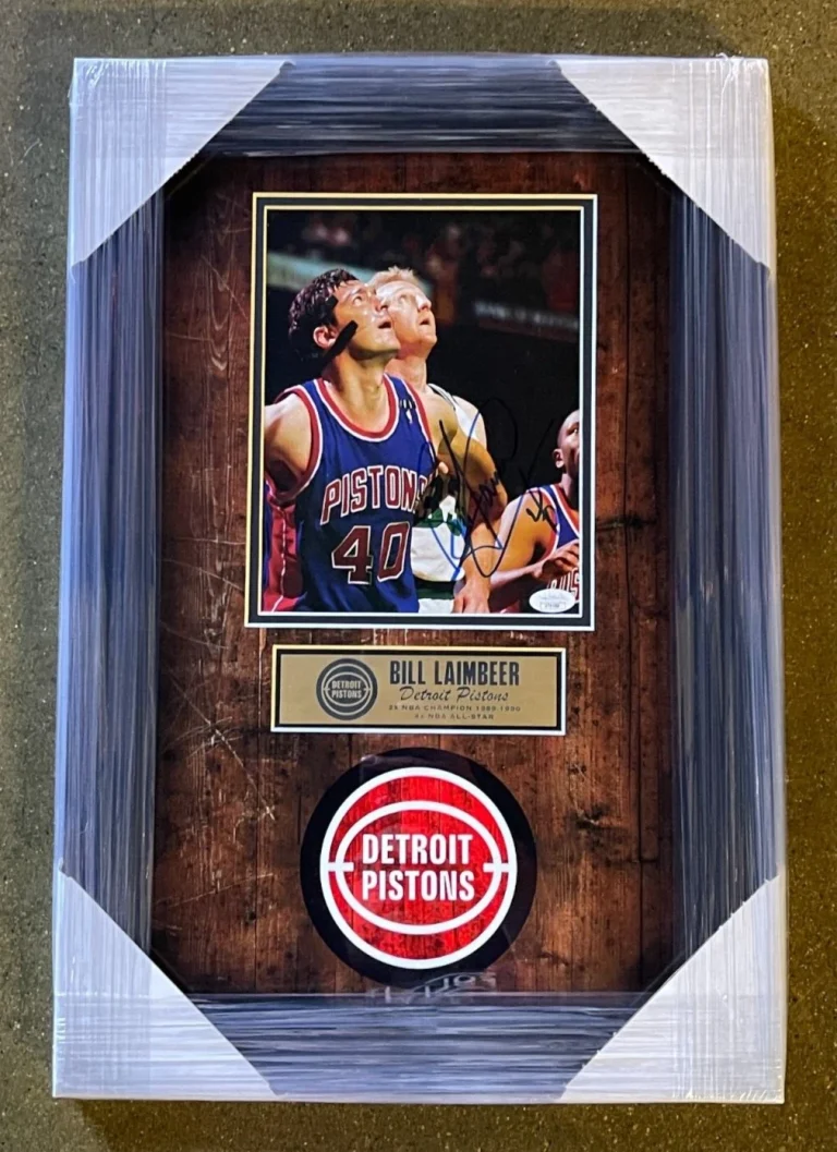 Bill Laimbeer Signed Detroit Pistons Framed 8x10 Photo JSA COA