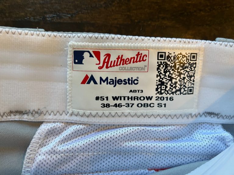2016 GAME USED ATLANTA BRAVES BASEBALL PANTS NEGRO LEAGUE TBTC CHRIS WITHROW