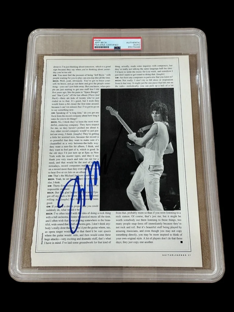Jeff Beck The Yardbirds Rare Signed Autograph Photo Magazine Page PSA DNA Slab