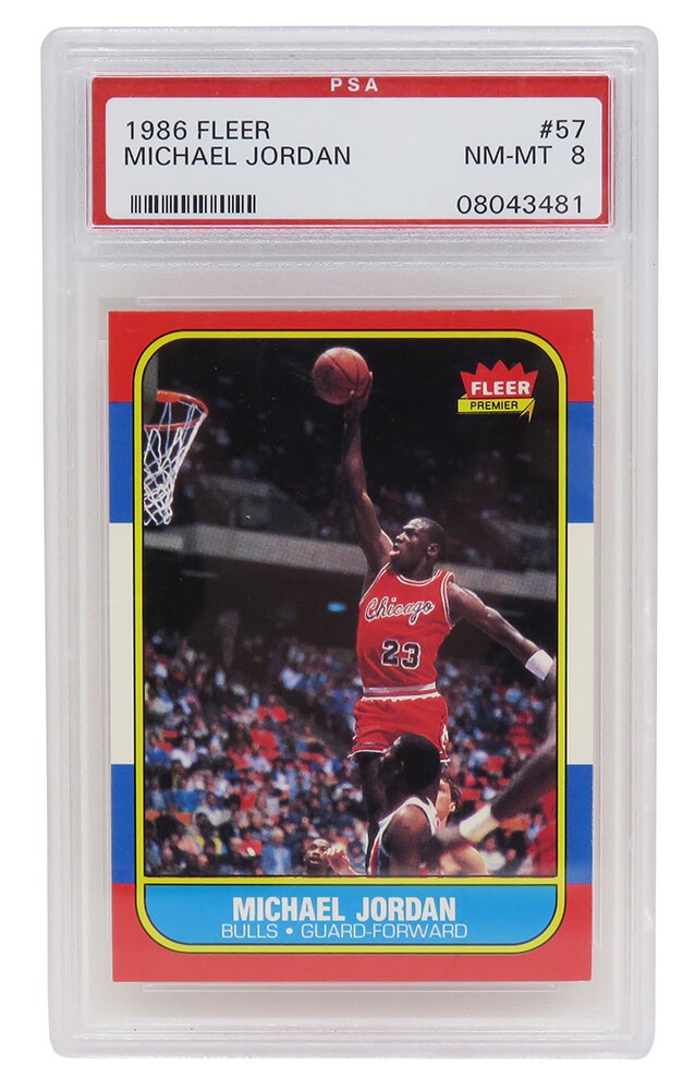 Michael Jordan Bulls 1986 Fleer Basketball #57 RC Rookie Card - PSA 8 NM-MT