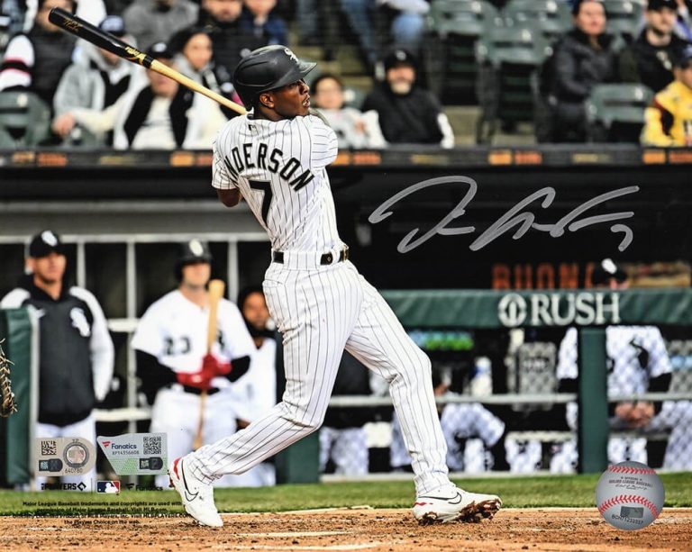 Tim Anderson Signed White Sox Swinging Action White Jersey - (Fanatics COA)