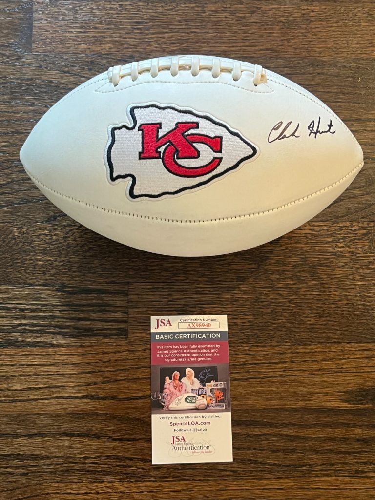 CLARK HUNT SIGNED FOOTBALL KANSAS CITY CHIEFS CEO OWNER SB CHAMP AUTO JSA COA