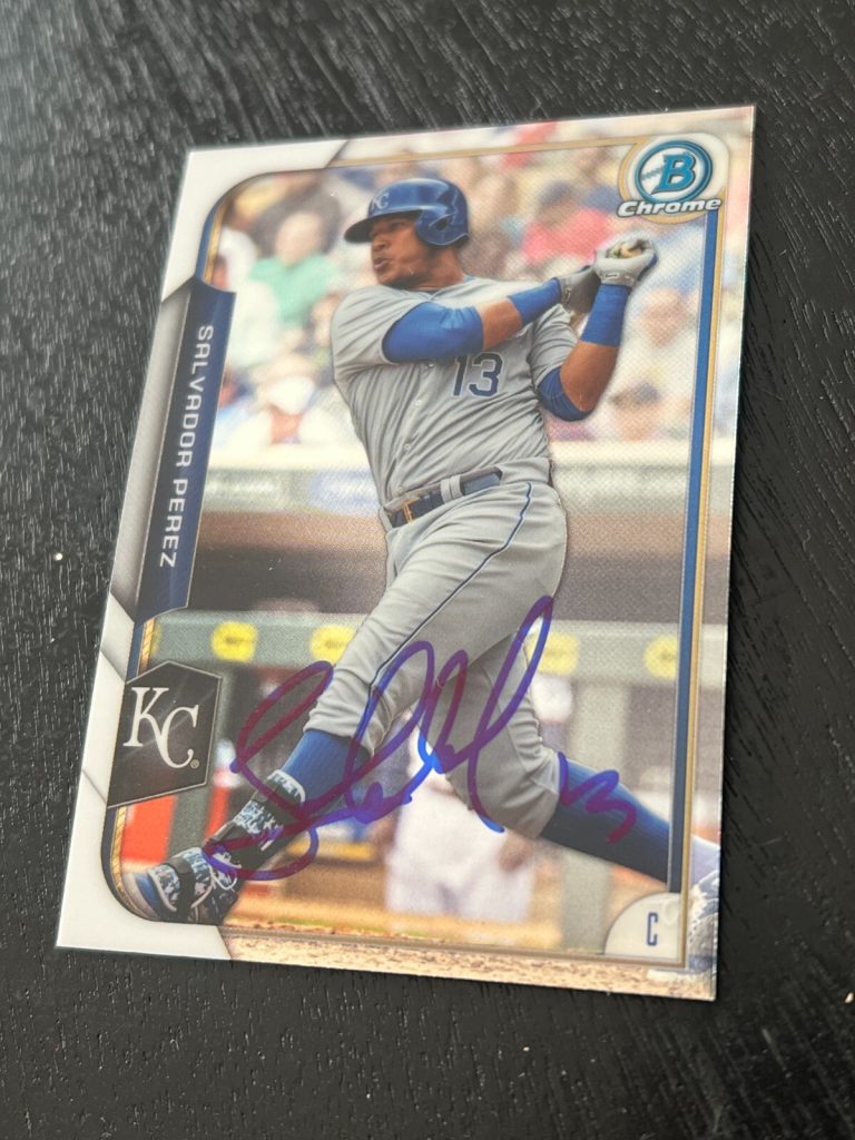 SIGNED BASEBALL CARD AUTO KC ROYALS SALVADOR PEREZ 2015 BOWMAN CHROME #148