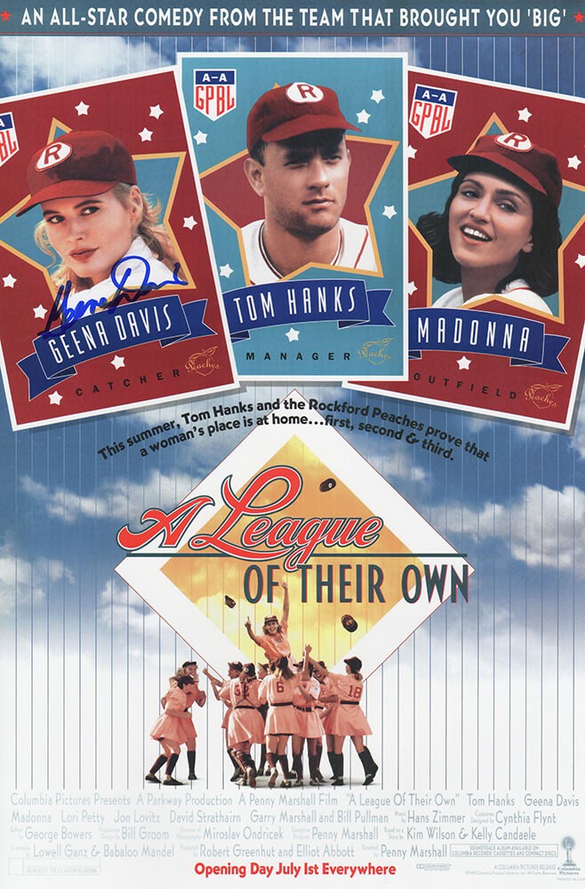 Geena Davis Signed A League Of Their Own 11×17 Movie Poster - (SCHWARTZ COA)