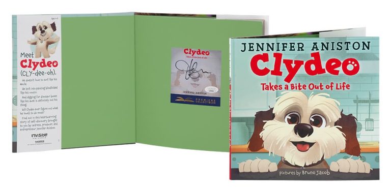 Jennifer Aniston Signed Clydeo Takes a Bite Out of Life Book - (JSA COA)