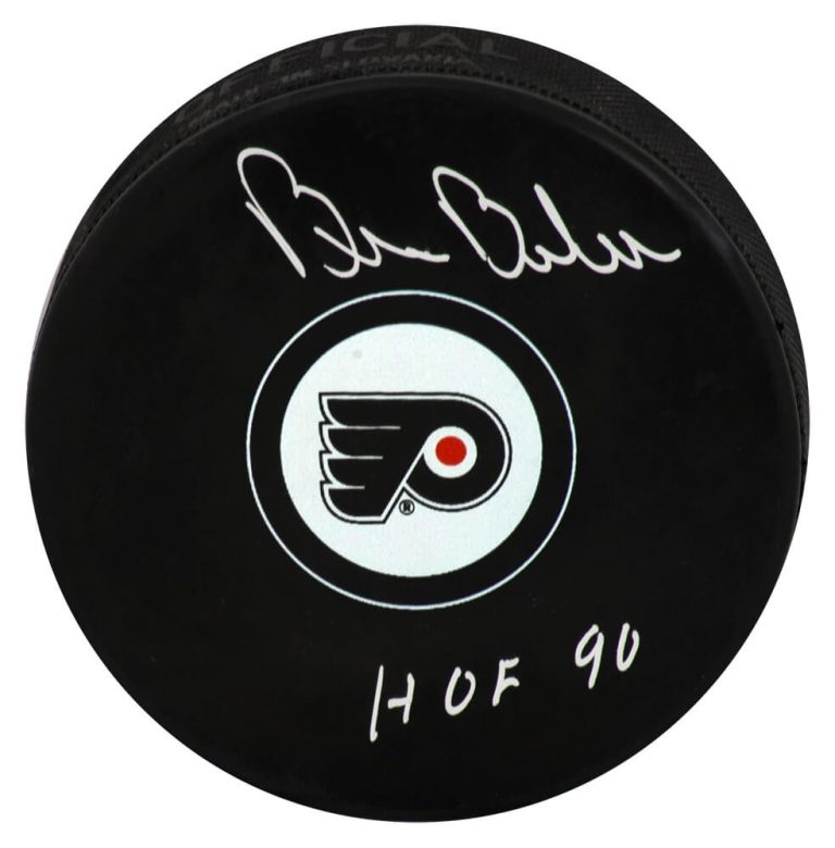 Bill Barber Signed Flyers Team Logo Hockey Puck w/HOF'90 - (SCHWARTZ SPORTS COA)