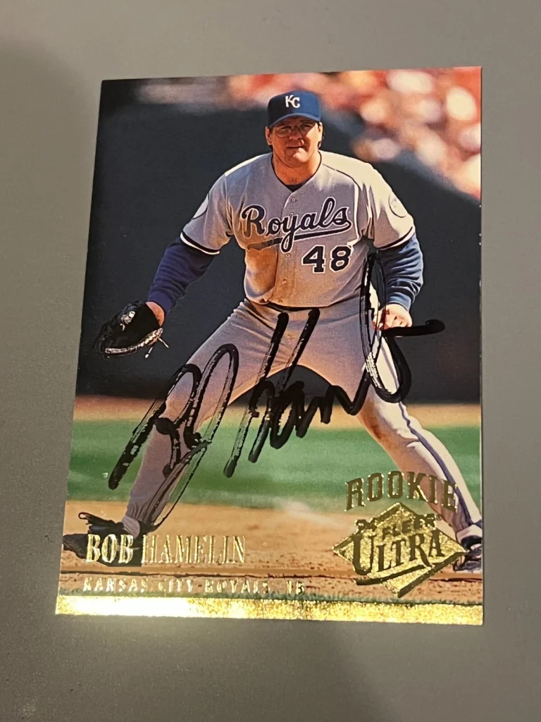 SIGNED BASEBALL CARD AUTO BOB HAMELIN KANSAS CITY ROYALS 1994 FLEER ULTRA #64 RC