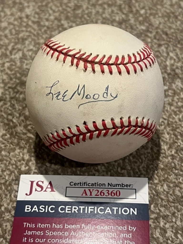 LEE MOODY SIGNED BASEBALL AUTO NEGRO LEAGUE KANSAS CITY MONARCHS / MILB JSA COA