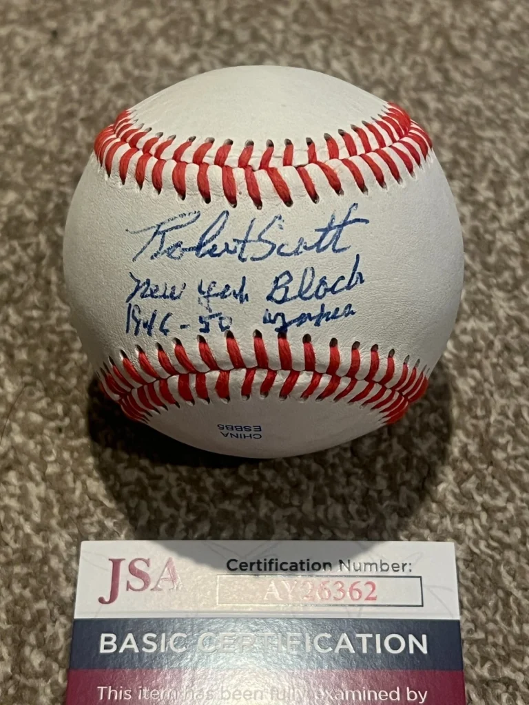ROBERT SCOTT SIGNED BASEBALL AUTO NEGRO LEAGUE NEW YORK BLACK YANKEES JSA COA