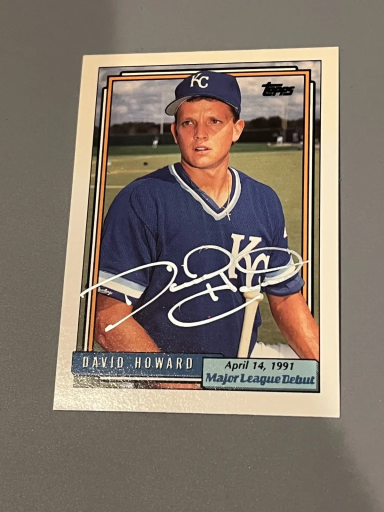 SIGNED BASEBALL CARD AUTO DAVID HOWARD KANSAS CITY ROYALS 1991-92 TOPPS #84
