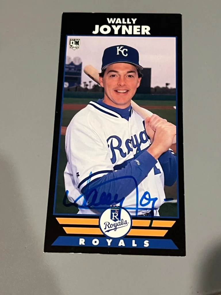 SIGNED BASEBALL BOOKMARK OVERSIZE CARD AUTO KANSAS CITY ROYALS WALLY JOYNER 1993