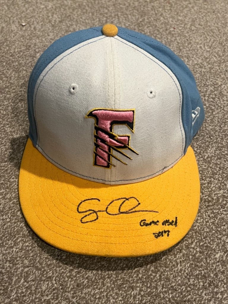 SIGNED GAME USED BASEBALL HAT WORN AUTOGRAPH CASEY COLEMAN 7 1/8
