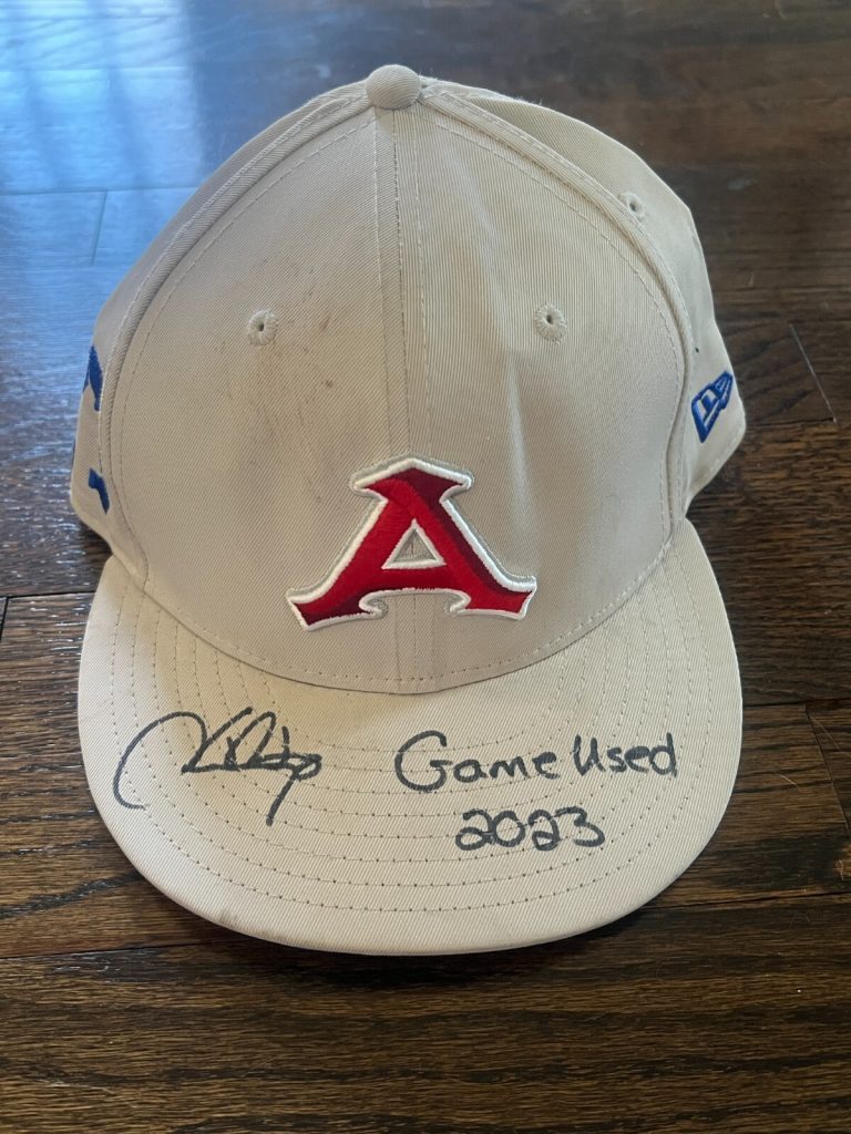 HECTOR SANTIAGO SIGNED GAME USED BASEBALL HAT AUTO LMB ACEREROS DE MONCLOVA