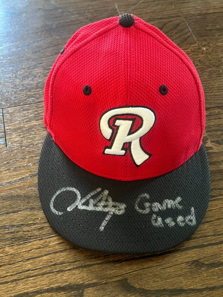 HECTOR SANTIAGO SIGNED GAME USED BASEBALL HAT AUTO MILB ROCHESTER RED WINGS