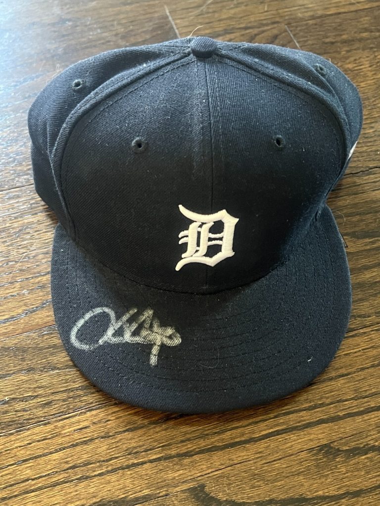 HECTOR SANTIAGO SIGNED GAME USED BASEBALL HAT AUTO TIGERS SPRING TRAINING