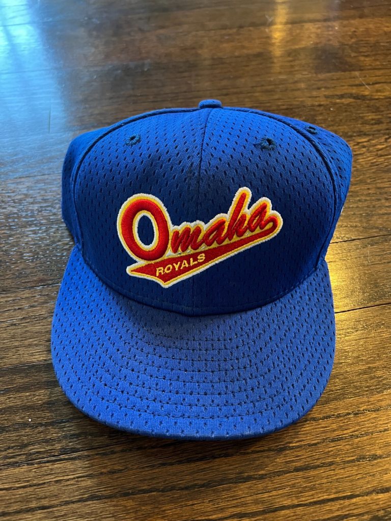 GREG ATENCIO GAME USED BASEBALL HAT KANSAS CITY MILB OMAHA ROYALS AAA 7 1/2
