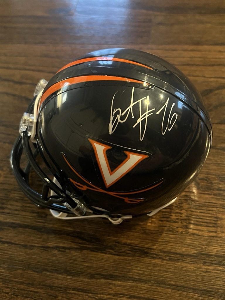SIGNED FOOTBALL MINI HELMET AUTO KC CHIEFS BRANDEN ALBERT UVA CAVALIERS VIRGINIA