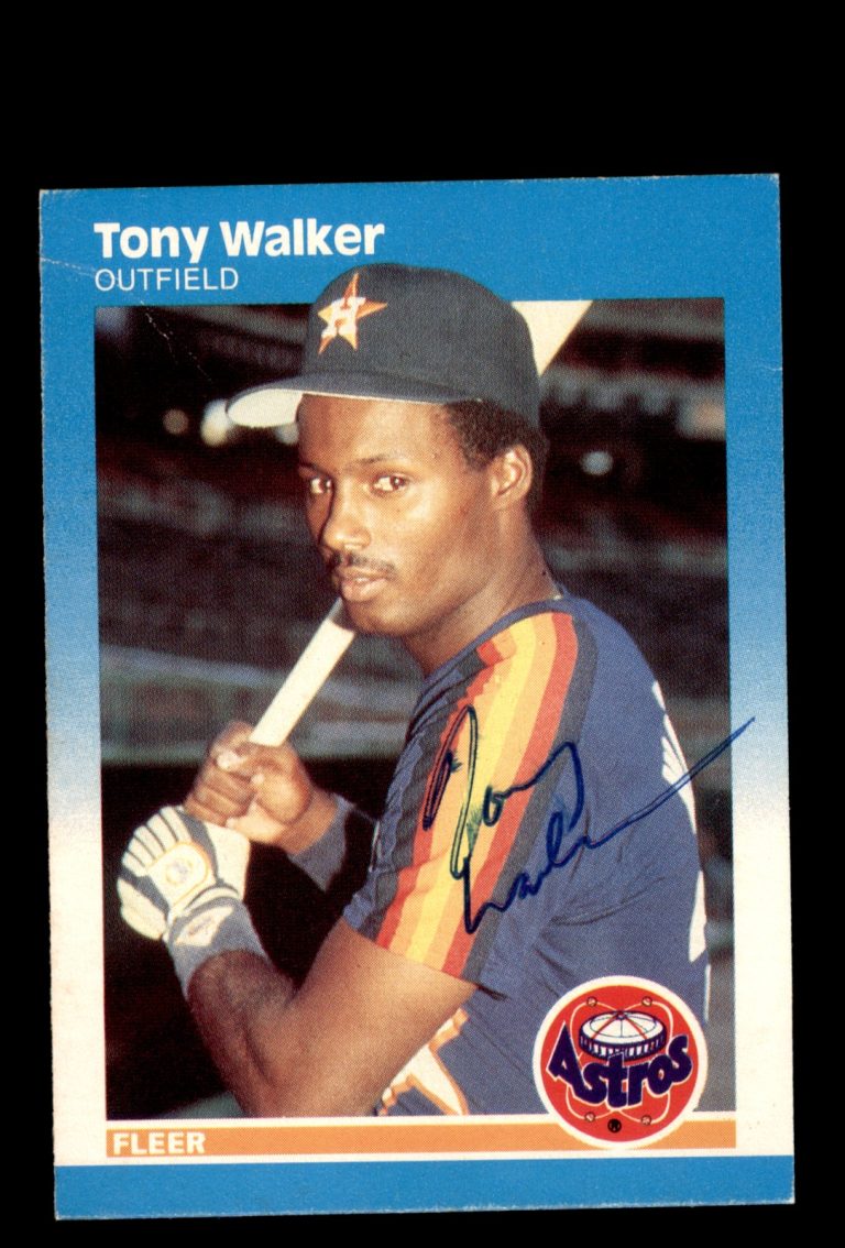 Signed Baseball Card Auto 1987 Fleer #71 Tony Walker Astros *Crease*