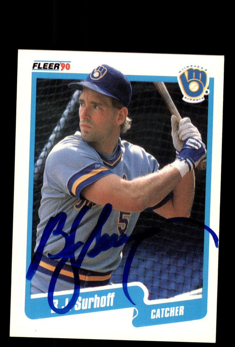 Signed Baseball Card Auto 1990 Fleer #338 B.J. Surhoff Milwaukee Brewers
