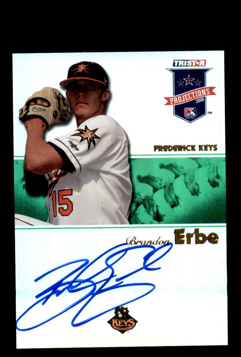 Signed Baseball Card Auto 2008 TriStar #188 Brandon Erbe Frederick Keys /50