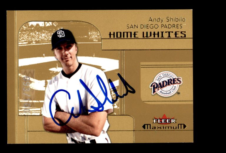 Signed Baseball Card Auto 2002 Fleer Maximum #213 Andy Shibilo Padres /100