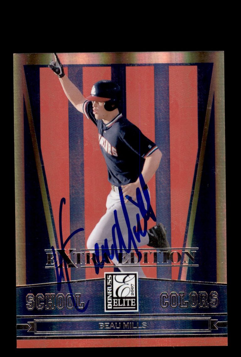 Signed Baseball Card Auto 2007 Donruss Elite #SC-29 Beau Mills Lewis-Clark State