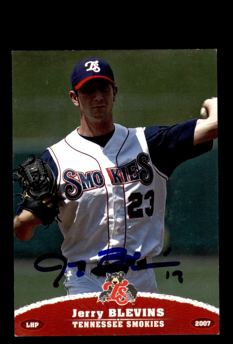 Signed Baseball Card Auto 2007 Grandstand Jerry Blevins Tennessee Smokies