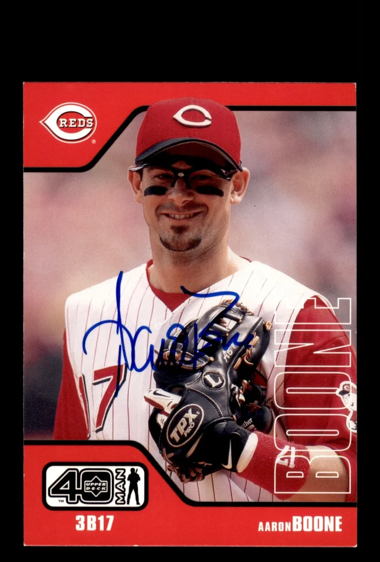 Signed Baseball Card Auto 2002 Upper Deck 40-Man #951 Aaron Boone Reds