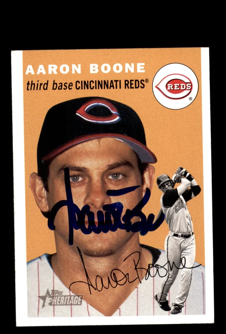 Signed Baseball Card Auto 2003 Topps Heritage #58 Aaron Boone Cincinnati Reds