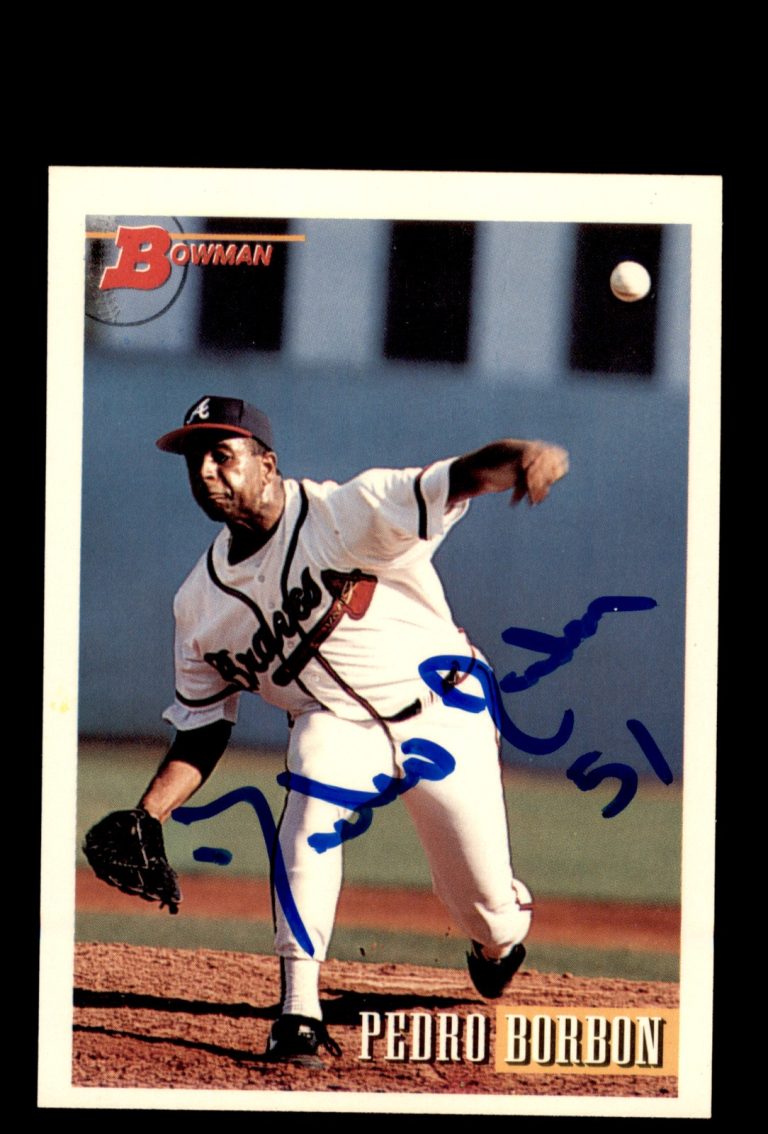 Signed Baseball Card Auto 1993 Bowman #226 Pedro Borbon Atlanta Braves
