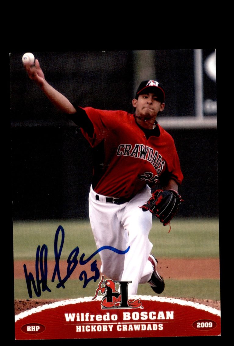 Signed Baseball Card Auto 2009 Grandstand Wilfredo Boscan Hickory Crawdads