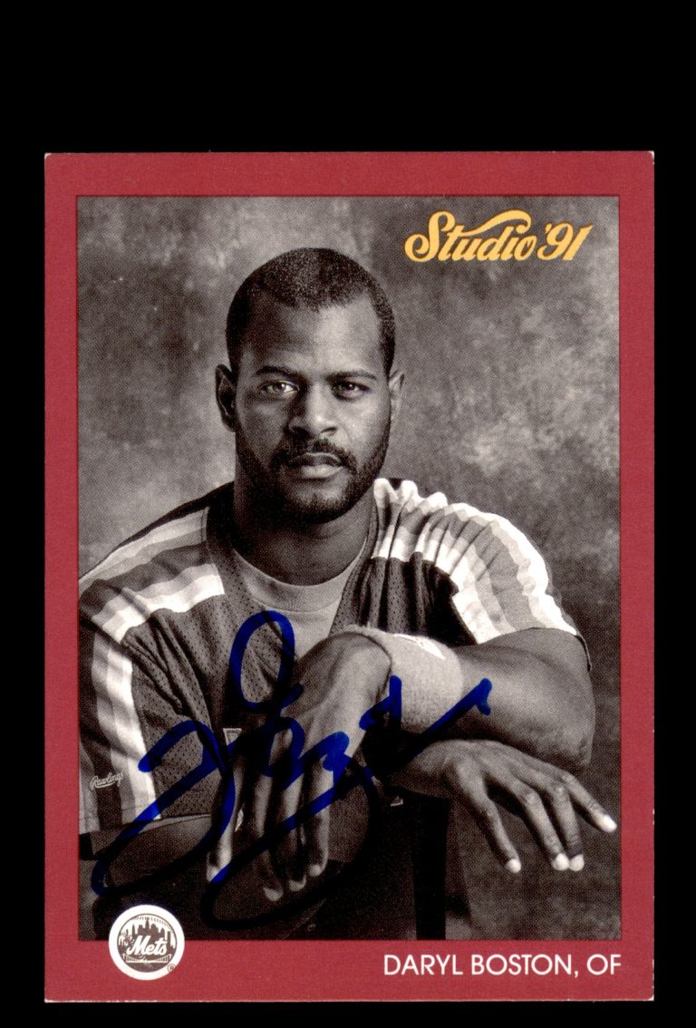 Signed Baseball Card Auto 1991 Studio #201 Daryl Boston New York Mets