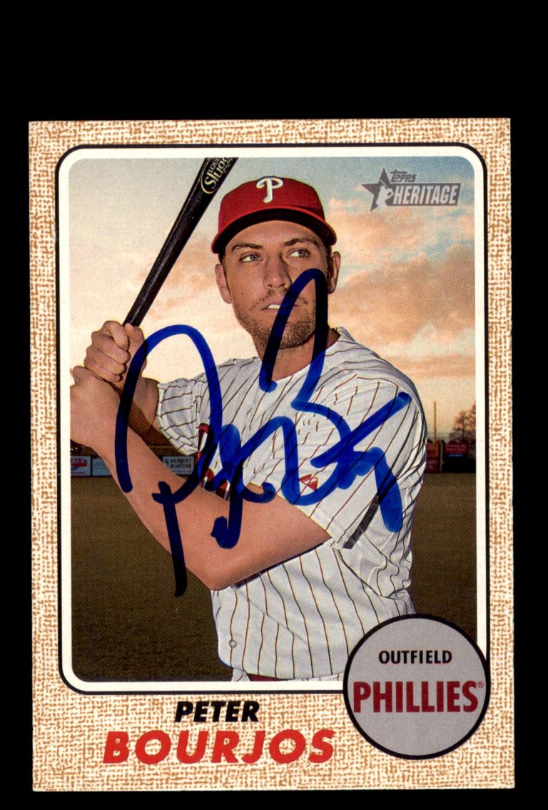 Signed Baseball Card Auto 2017 Topps Heritage #248 Peter Bourjos Phillies