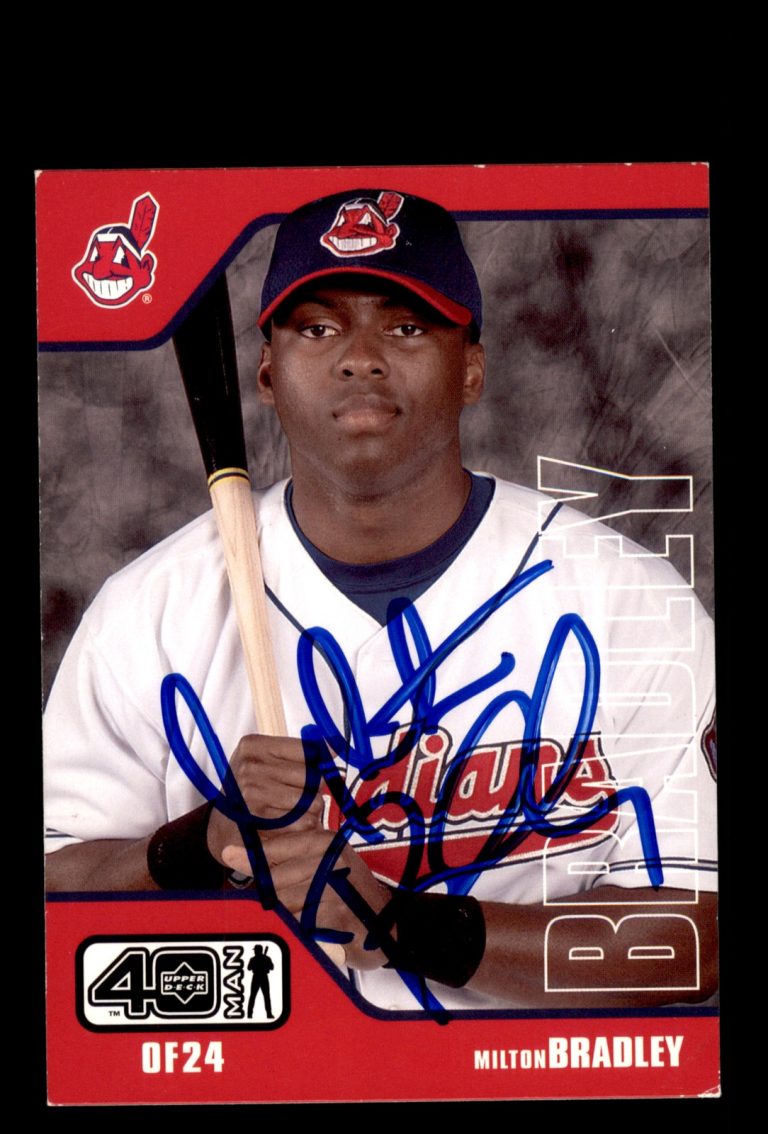 Signed Baseball Card Auto 2002 Upper Deck 40-Man #139 Milton Bradley Indians