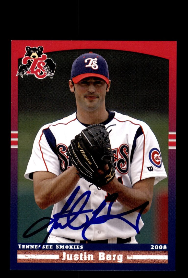 Signed Baseball Card Auto 2008 Grandstand Tennessee Smokies Justin Berg