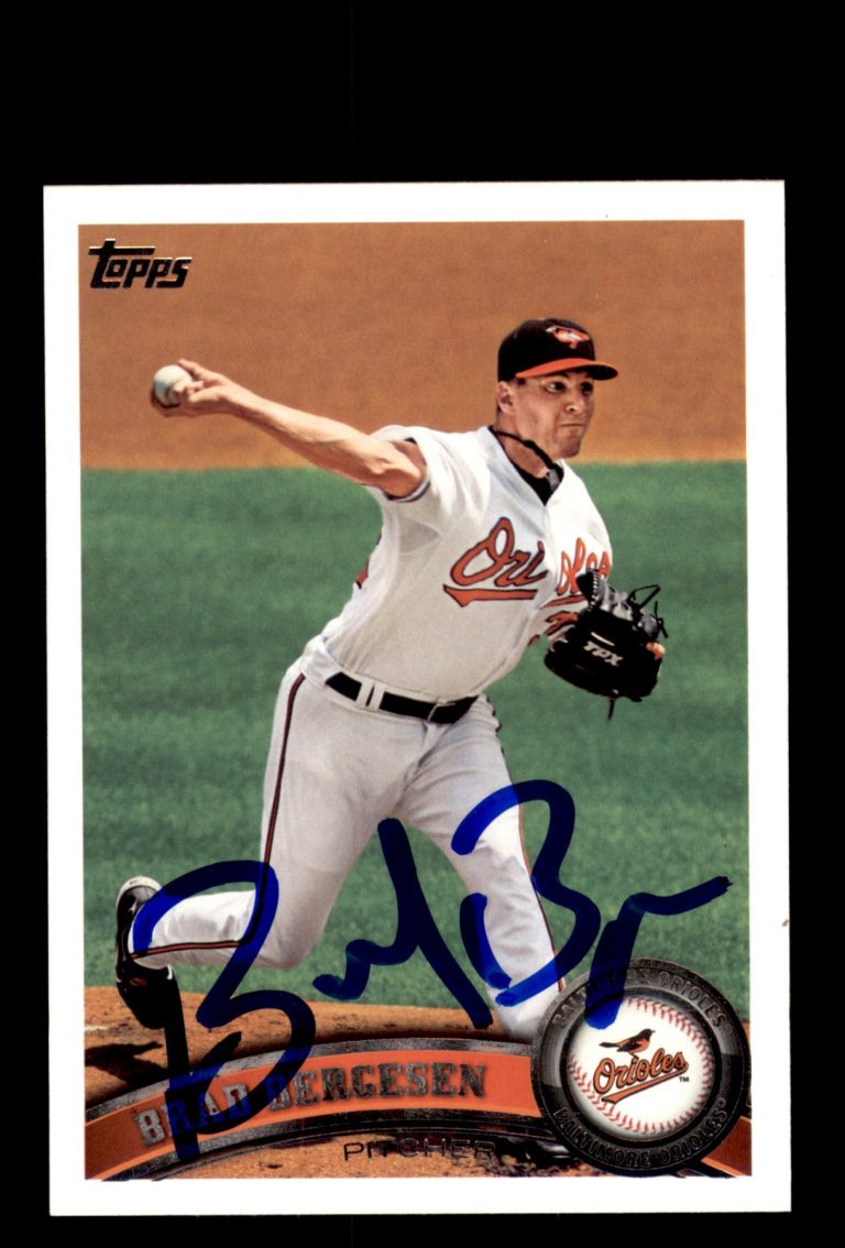 Signed Baseball Card Auto 2011 Topps #442 Brad Bergesen Baltimore Orioles