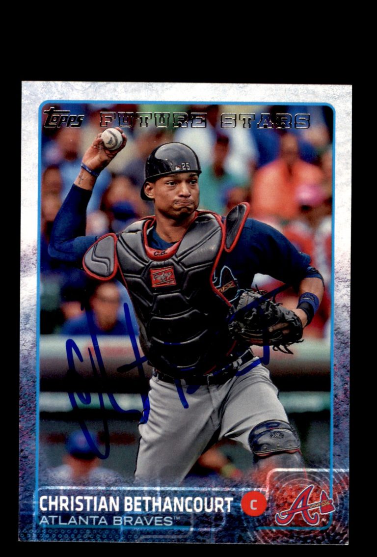 Signed Baseball Card Auto 2015 Topps #523 Christian Bethancourt Atlanta Braves