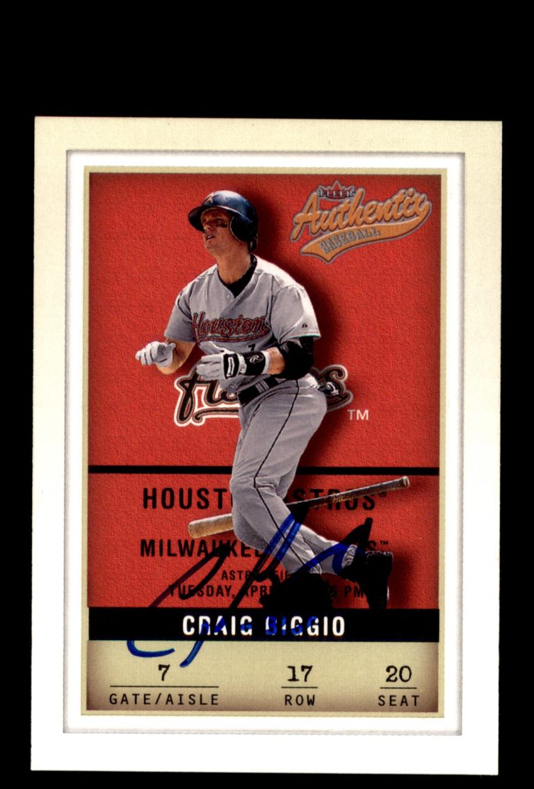 Signed Baseball Card Auto 2002 Fleer Authentix #17 Craig Biggio Houston Astros