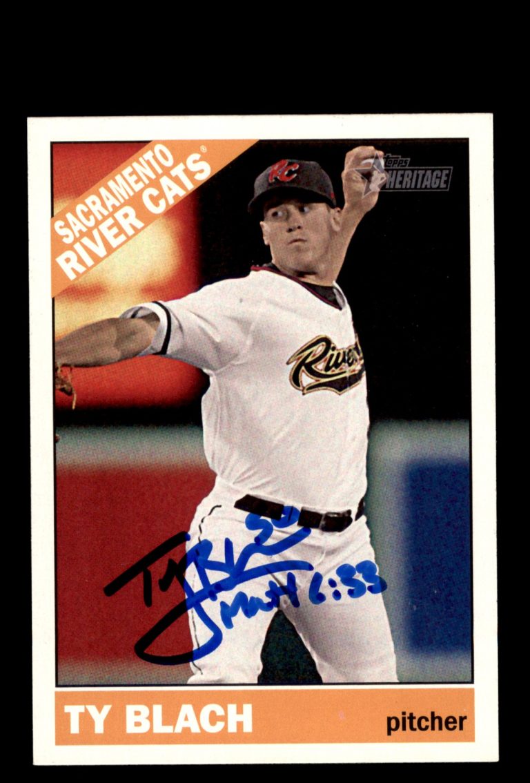 Signed Baseball Card Auto 2015 Topps Heritage Minor League #26 Ty Blach